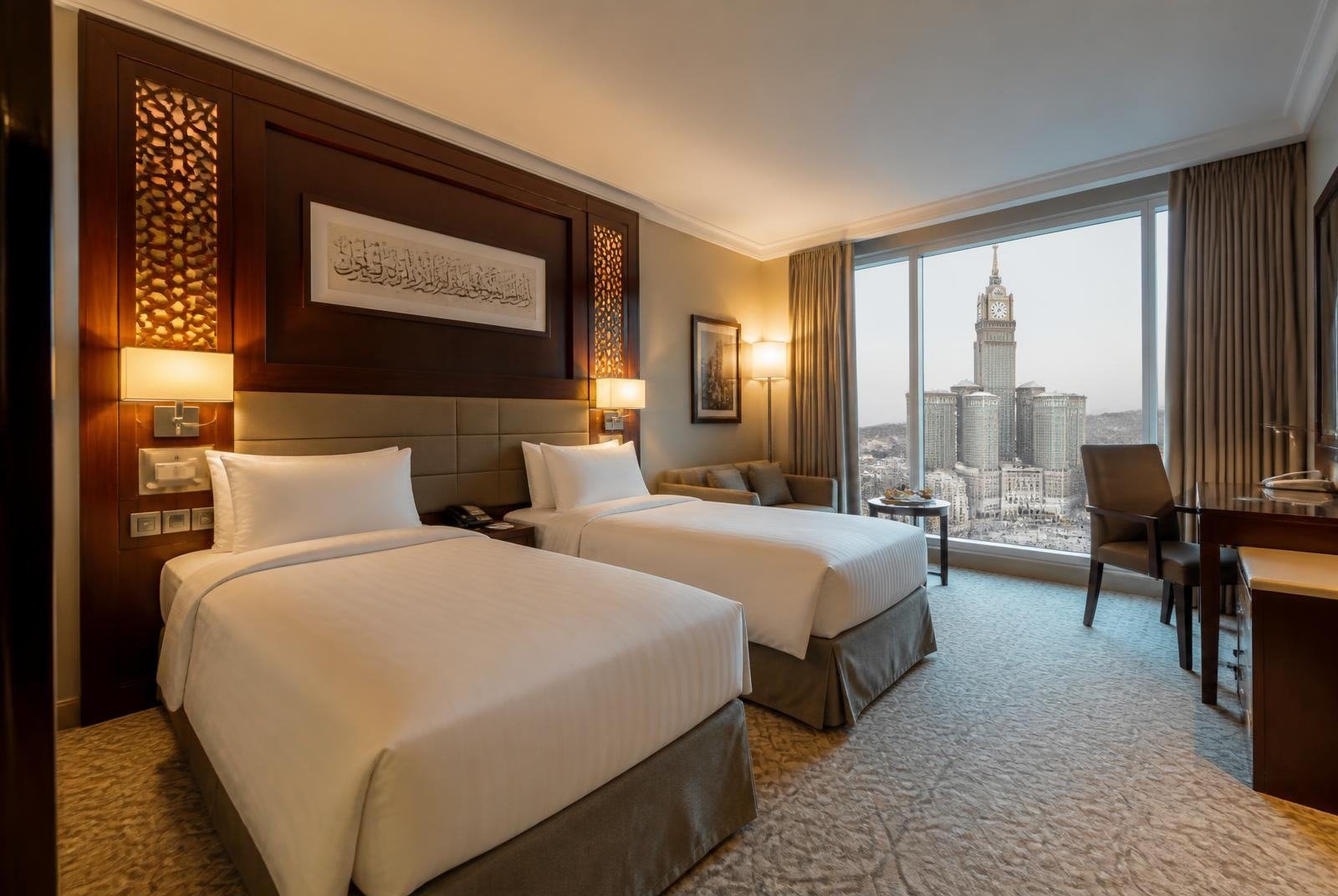 Hotel room in Makkah with a view of the Haram